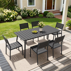 Aluminum Dining Set with Umbrella Hole & Polywood Chairs