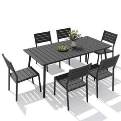 Aluminum Dining Set with Umbrella Hole & Polywood Chairs