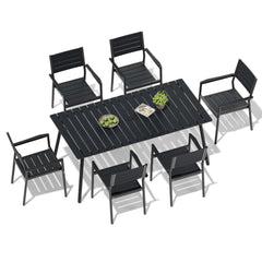Aluminum Dining Set with Umbrella Hole & Polywood Chairs