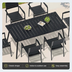 Aluminum Dining Set with Umbrella Hole & Polywood Chairs