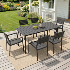 Aluminum Dining Set with Umbrella Hole & Polywood Chairs