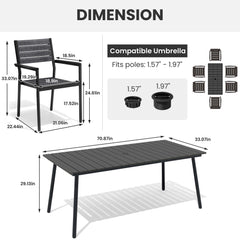 Aluminum Dining Set with Umbrella Hole & Polywood Chairs