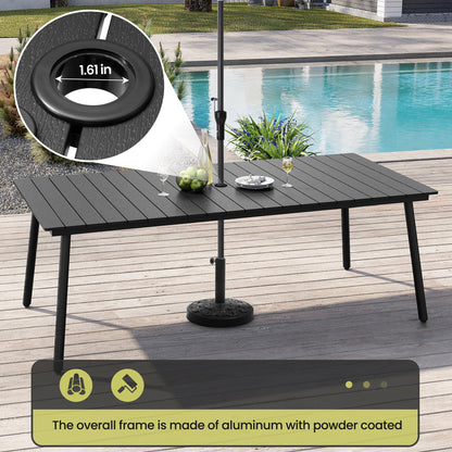 Crestlive Products 83 x 41 in. Rectangular Aluminum Outdoor Dining Table with Umbrella Hole