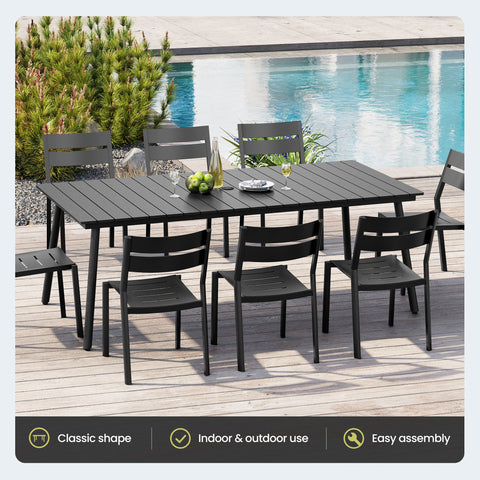 Crestlive Products Rectangular Aluminum Outdoor Dining Table with Umbrella Hole