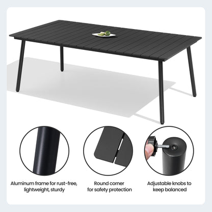 Crestlive Products 83 x 41 in. Rectangular Aluminum Outdoor Dining Table with Umbrella Hole