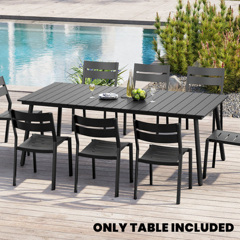 Crestlive Products Rectangular Aluminum Outdoor Dining Table with Umbrella Hole