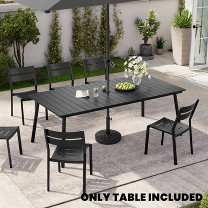 Crestlive Products 83 x 41 in. Rectangular Aluminum Outdoor Dining Table with Umbrella Hole