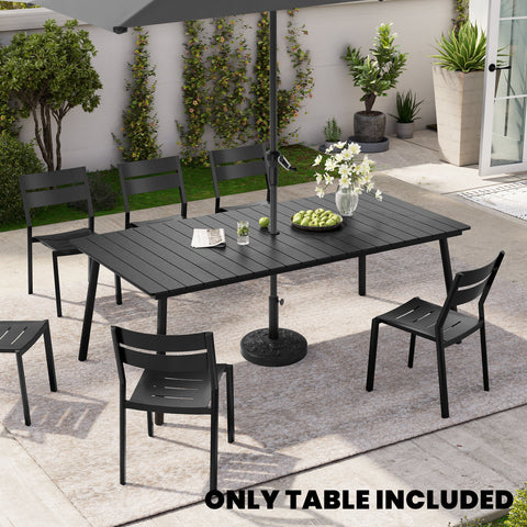 Crestlive Products Rectangular Aluminum Outdoor Dining Table with Umbrella Hole