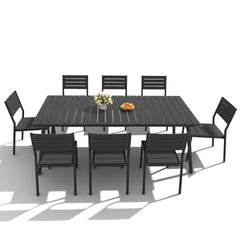 Aluminum Dining Set with Umbrella Hole & Polywood Chairs