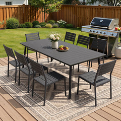Aluminum Dining Set with Umbrella Hole & Polywood Chairs