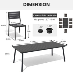 Aluminum Dining Set with Umbrella Hole & Polywood Chairs
