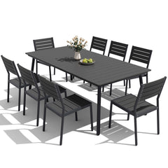 Aluminum Dining Set with Umbrella Hole & Polywood Chairs