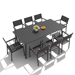 Aluminum Dining Set with Umbrella Hole & Polywood Chairs