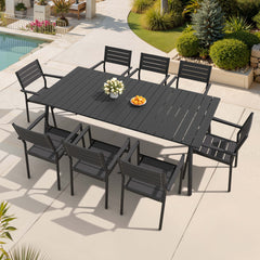Aluminum Dining Set with Umbrella Hole & Polywood Chairs