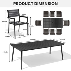 Aluminum Dining Set with Umbrella Hole & Polywood Chairs