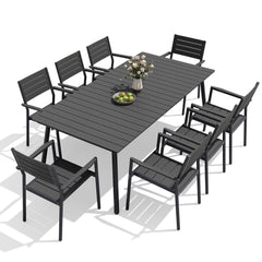 Aluminum Dining Set with Umbrella Hole & Polywood Chairs