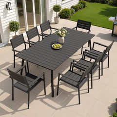 Aluminum Dining Set with Umbrella Hole & Polywood Chairs