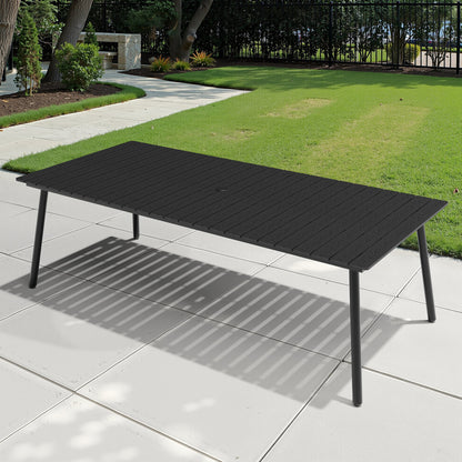 Crestlive Products 95 x 42 in. Rectangular Aluminum Outdoor Dining Table with Umbrella Hole