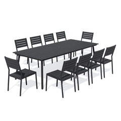 Aluminum Dining Set with Umbrella Hole & Polywood Chairs