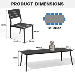 Aluminum Dining Set with Umbrella Hole & Polywood Chairs