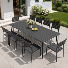 Aluminum Dining Set with Umbrella Hole & Polywood Chairs