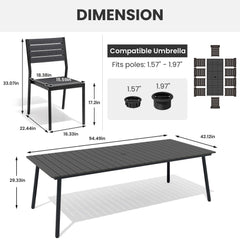 Aluminum Dining Set with Umbrella Hole & Polywood Chairs