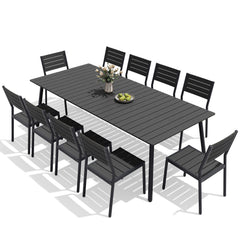 Aluminum Dining Set with Umbrella Hole & Polywood Chairs
