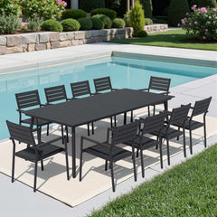 Aluminum Dining Set with Umbrella Hole & Polywood Chairs
