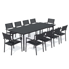 Aluminum Dining Set with Umbrella Hole & Polywood Chairs
