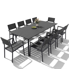 Aluminum Dining Set with Umbrella Hole & Polywood Chairs
