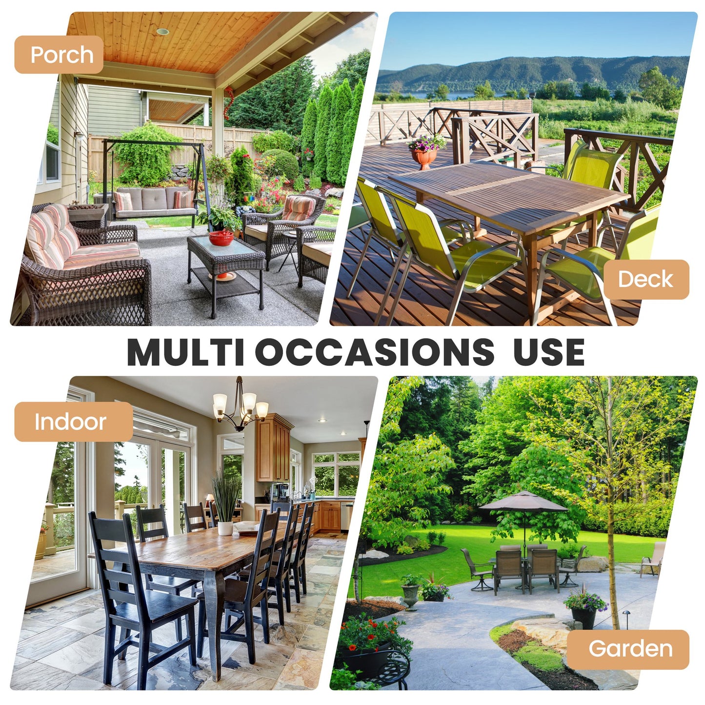 Crestlive Products Outdoor Patio Dining Table with Wood-Like Top and Aluminum Frame
