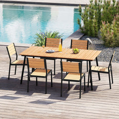 Aluminum Dining Set with Umbrella Hole & Polywood Chairs