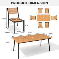 Aluminum Dining Set with Umbrella Hole & Polywood Chairs