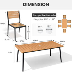Aluminum Dining Set with Umbrella Hole & Polywood Chairs