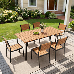 Aluminum Dining Set with Umbrella Hole & Polywood Chairs
