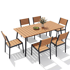 Aluminum Dining Set with Umbrella Hole & Polywood Chairs