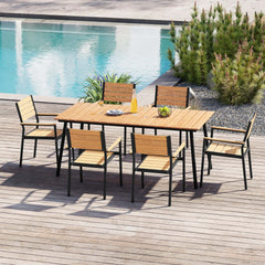 Aluminum Dining Set with Umbrella Hole & Polywood Chairs