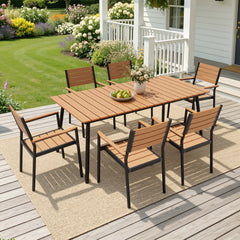Aluminum Dining Set with Umbrella Hole & Polywood Chairs