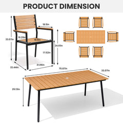 Aluminum Dining Set with Umbrella Hole & Polywood Chairs