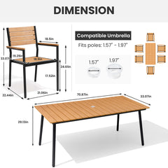 Aluminum Dining Set with Umbrella Hole & Polywood Chairs