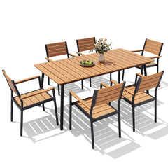 Aluminum Dining Set with Umbrella Hole & Polywood Chairs
