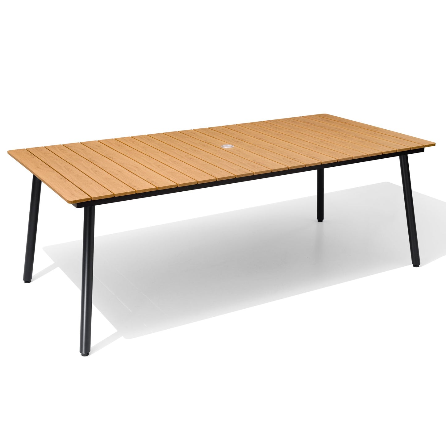 Crestlive Products Outdoor Patio Dining Table with Wood-Like Top and Aluminum Frame