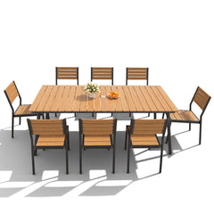 Aluminum Dining Set with Umbrella Hole & Polywood Chairs