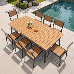 Aluminum Dining Set with Umbrella Hole & Polywood Chairs