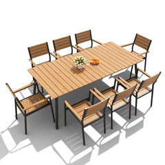Aluminum Dining Set with Umbrella Hole & Polywood Chairs