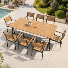 Aluminum Dining Set with Umbrella Hole & Polywood Chairs