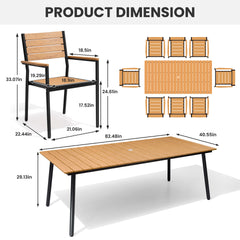 Aluminum Dining Set with Umbrella Hole & Polywood Chairs