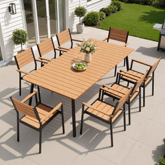 Aluminum Dining Set with Umbrella Hole & Polywood Chairs