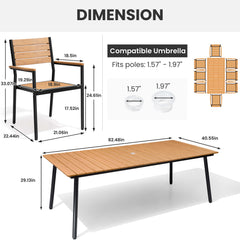 Aluminum Dining Set with Umbrella Hole & Polywood Chairs