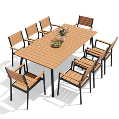Aluminum Dining Set with Umbrella Hole & Polywood Chairs